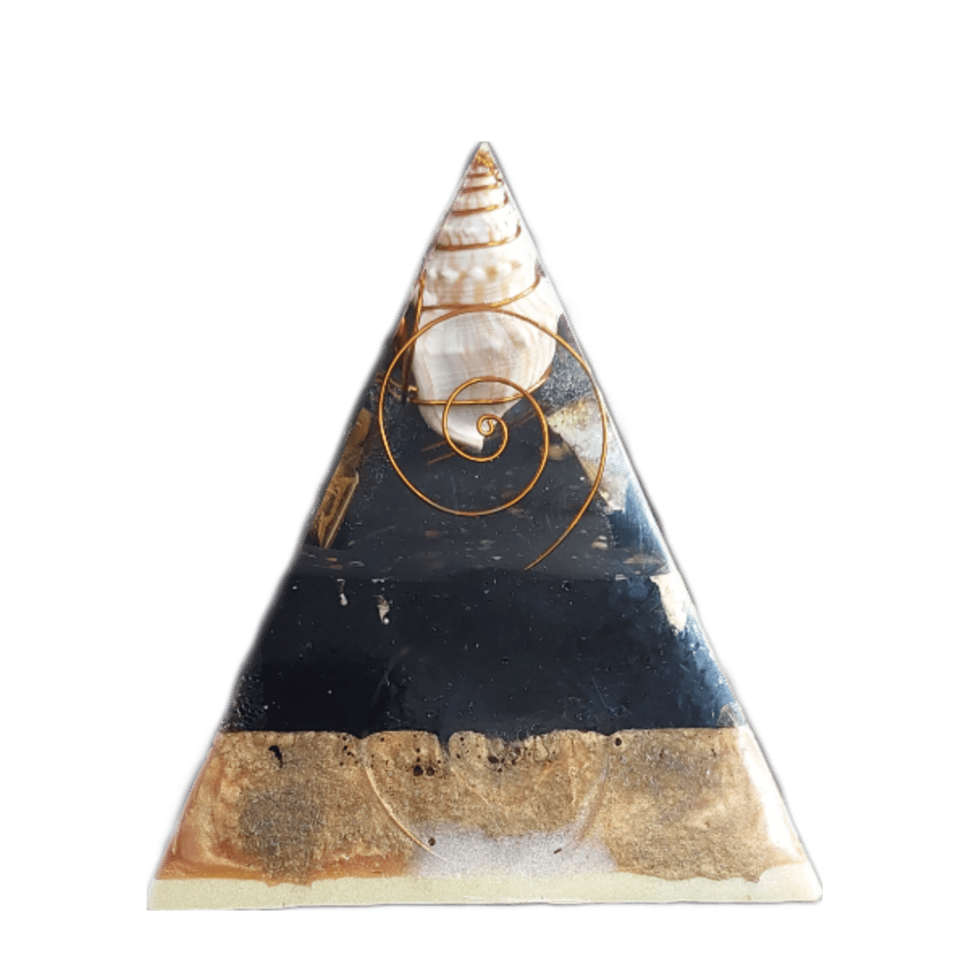 "Spiral Conchlore" Large Orgonite Pyramid