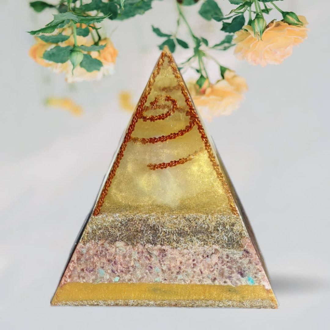 "The Golden Spiral" Large Orgonite Pyramid - The Soulful Garden